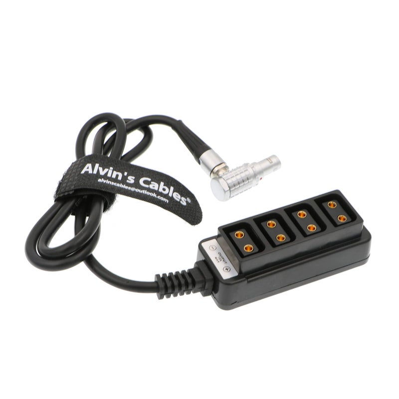 Alvin's Cables 2 Pin Right Angle to 4 D Tap Splitter Cable for RED DSMC2 Jetpack RTmotion Sidekick - Image 1